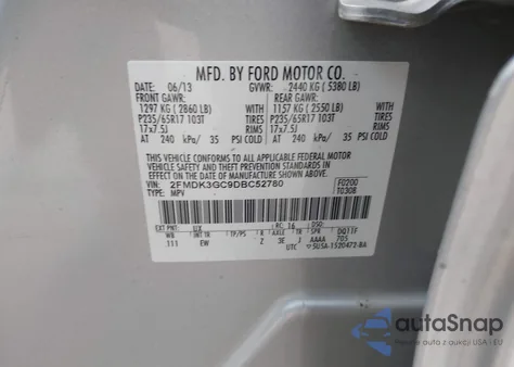 2013 Ford Edge Se из США, поврежденный, VIN 2FMDK3GC9DBC52780